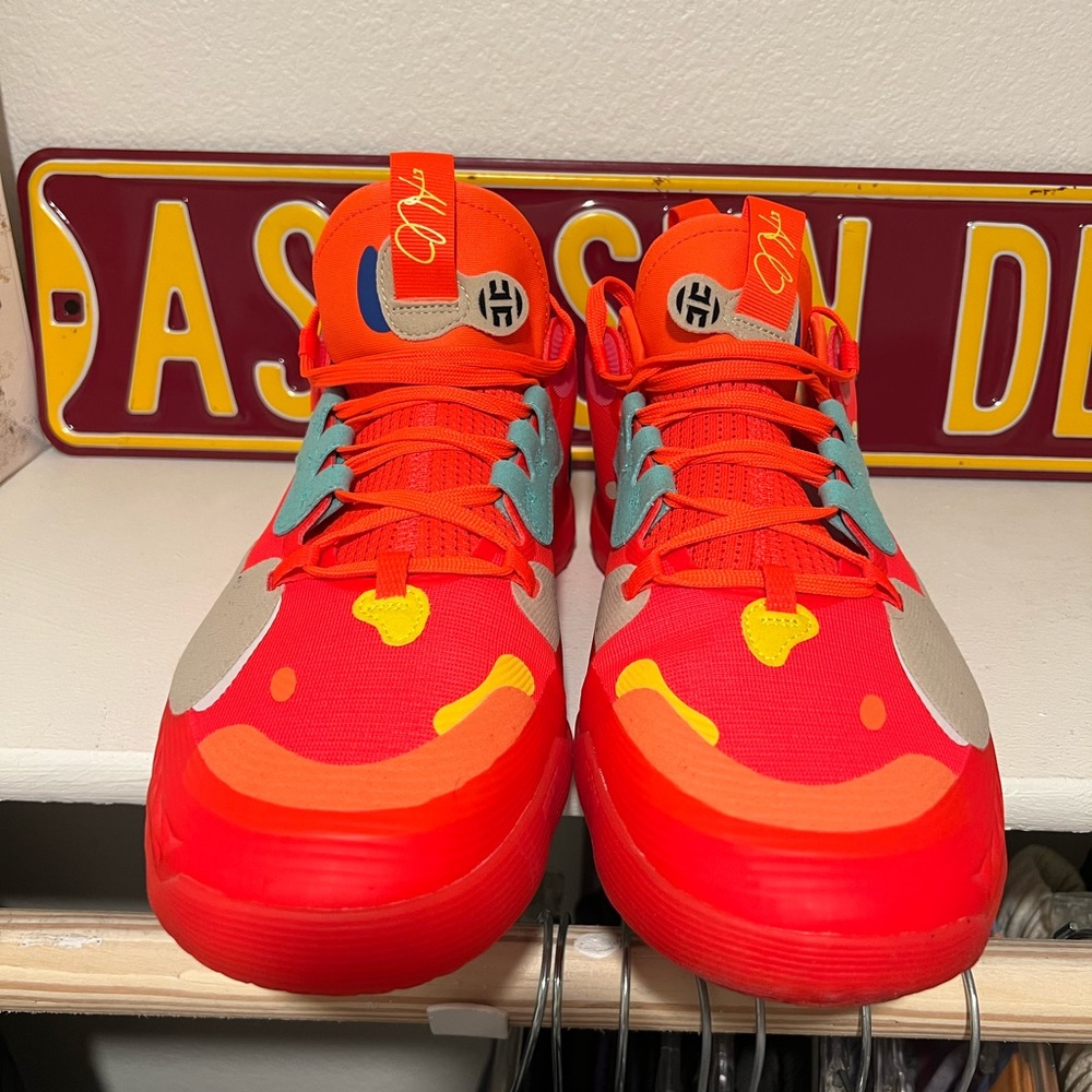 BRAND NEW NEVER WORN James Harden Volume 5 “Solar Red” in a size 10.5 for sale.